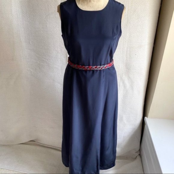 Vintage 100% Silk 14 Simple Maxi Long Dress Black - Picture 1 of 7